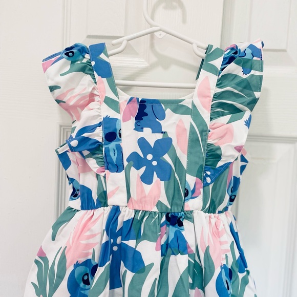 Disney Stitch Girl Dress with Floral and Tropical Plant Print - Picture 3 of 7
